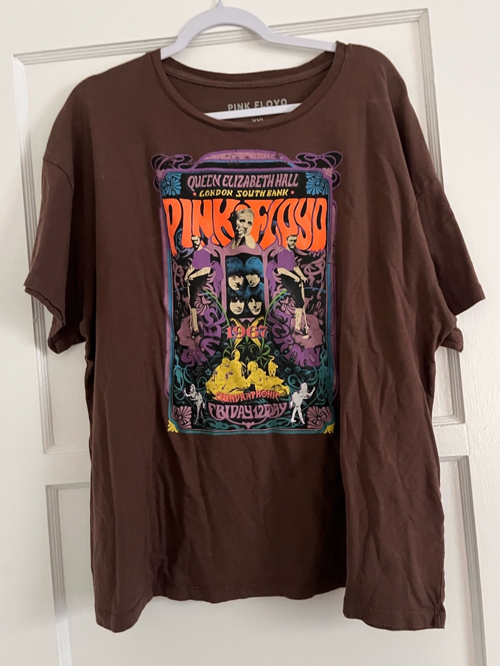 Pink Floyd Brown Short Sleeve Tee with Colorful Psychedelic Print
